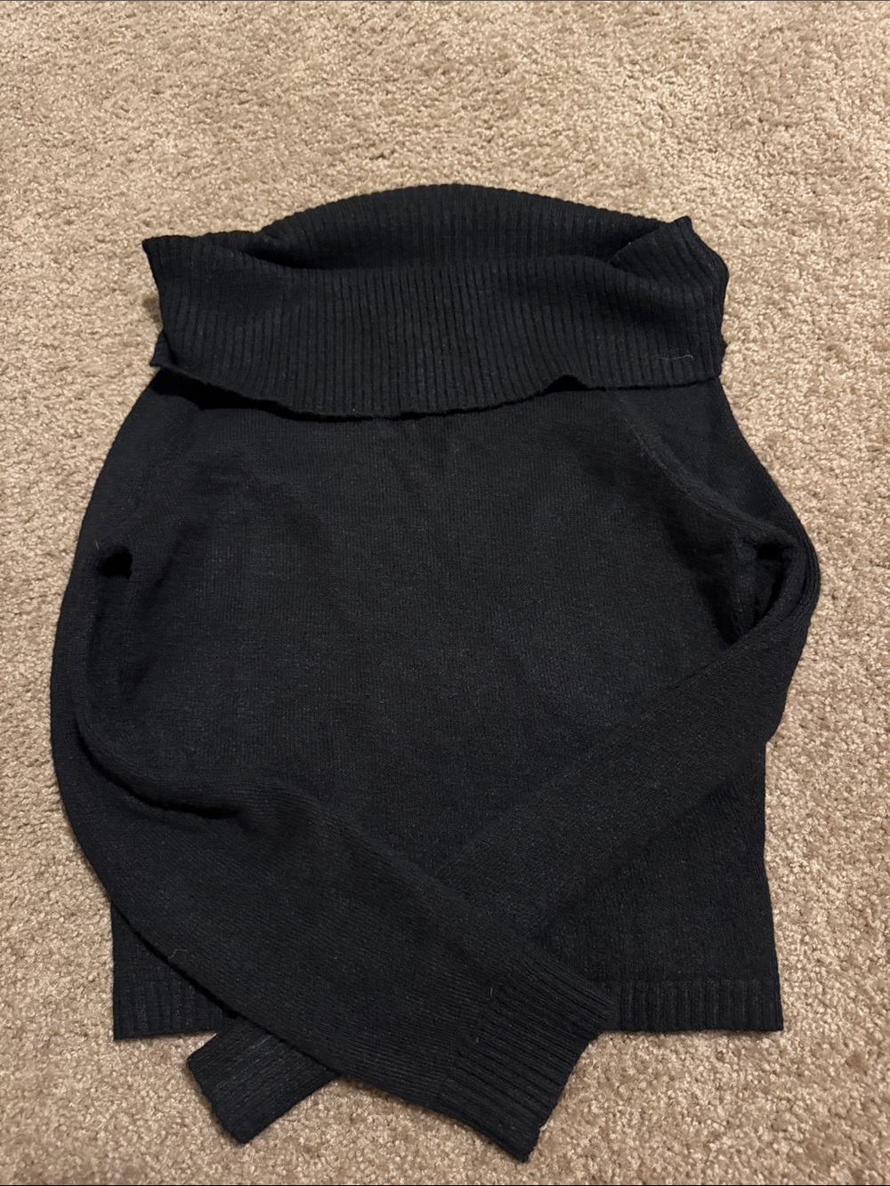 Cider Black Off-the-Shoulder Foldover Cowl Sweater